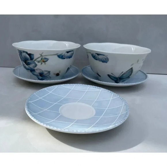 Lenox Butterfly Meadow Blue Two Rice Bowls and 3 Small Plates Porcelain 6"x3" - Picture 3 of 16